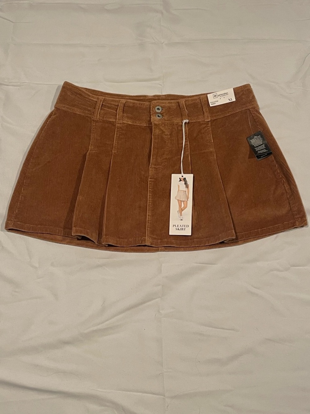 RE Celebrity Pink Brown Corduroy Pleated Mini Skirt